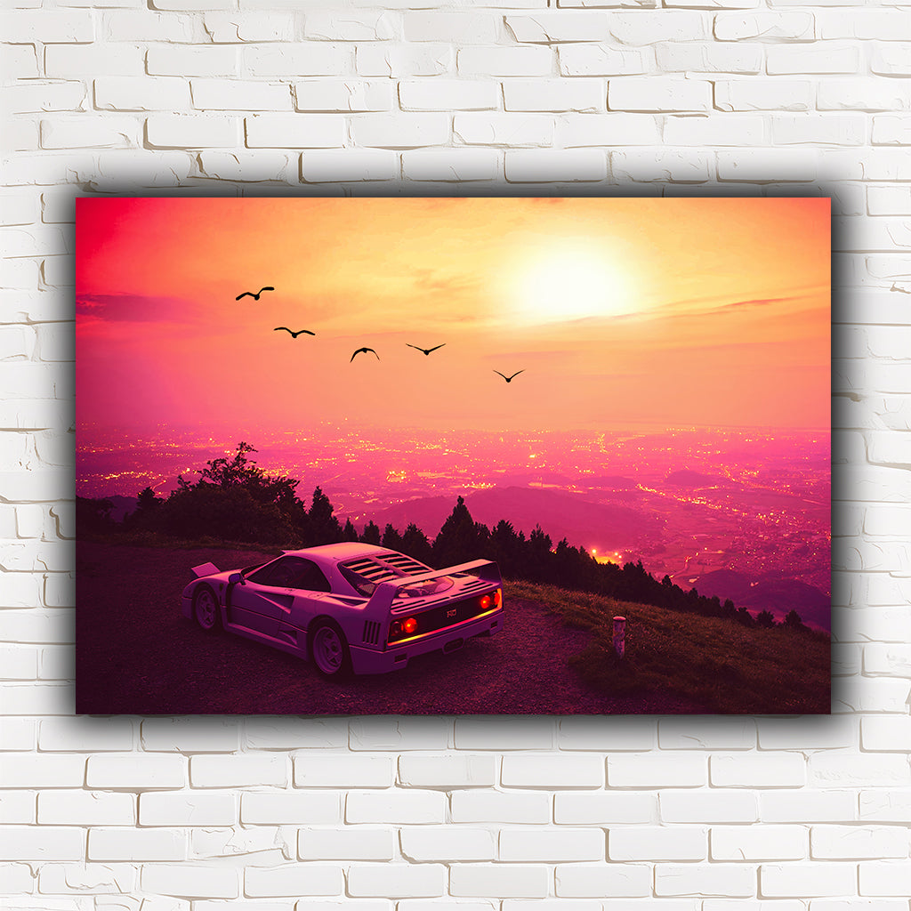 פרארי | יצירות אמנות של F-40 Synthwave Sunset